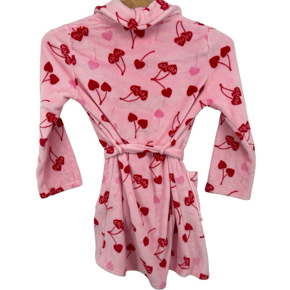 Womens Pink Red Juicy Couture AOP Cherries Cherry Luxe Plush Sleepwear Robe L/XL - Picture 6 of 9